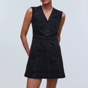 NWT Madewell Mini Dress Women's Sz 2 Black Denim Cap-Sleeve in Tarrybrook Wash